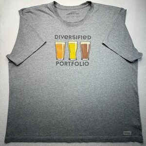 Life Is Good Shirt Mens 3XL Gray Diversified Portfolio Beer Funny Graphic Tee